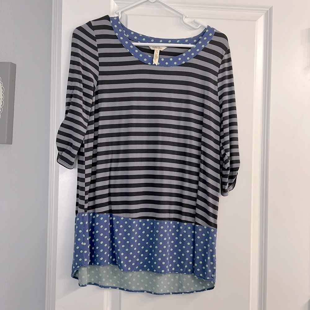Matilda Jane Blue Stripe and Poka Dot shirt